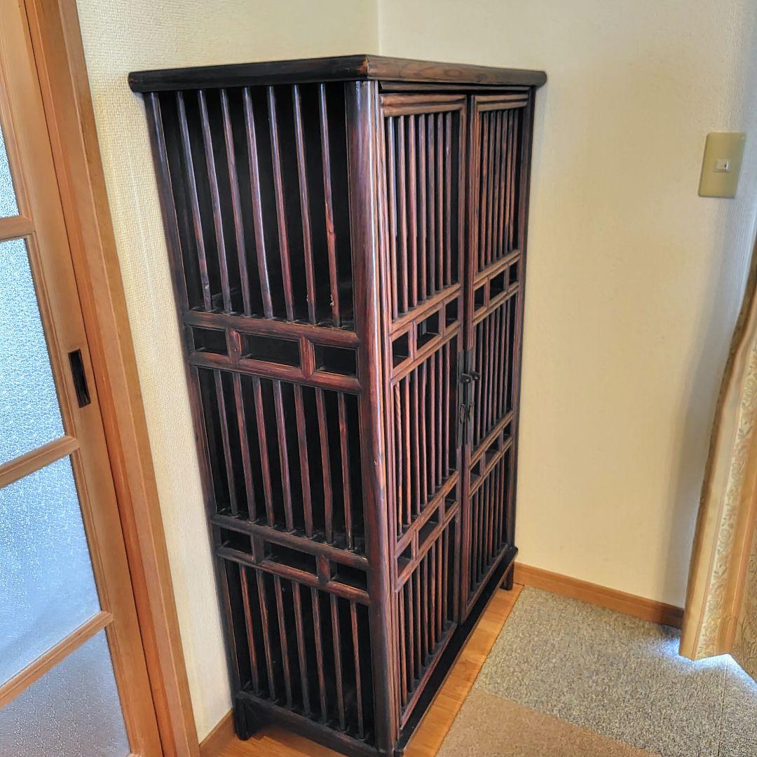 アンティーク調 木製収納キャビネット ダークブラウン