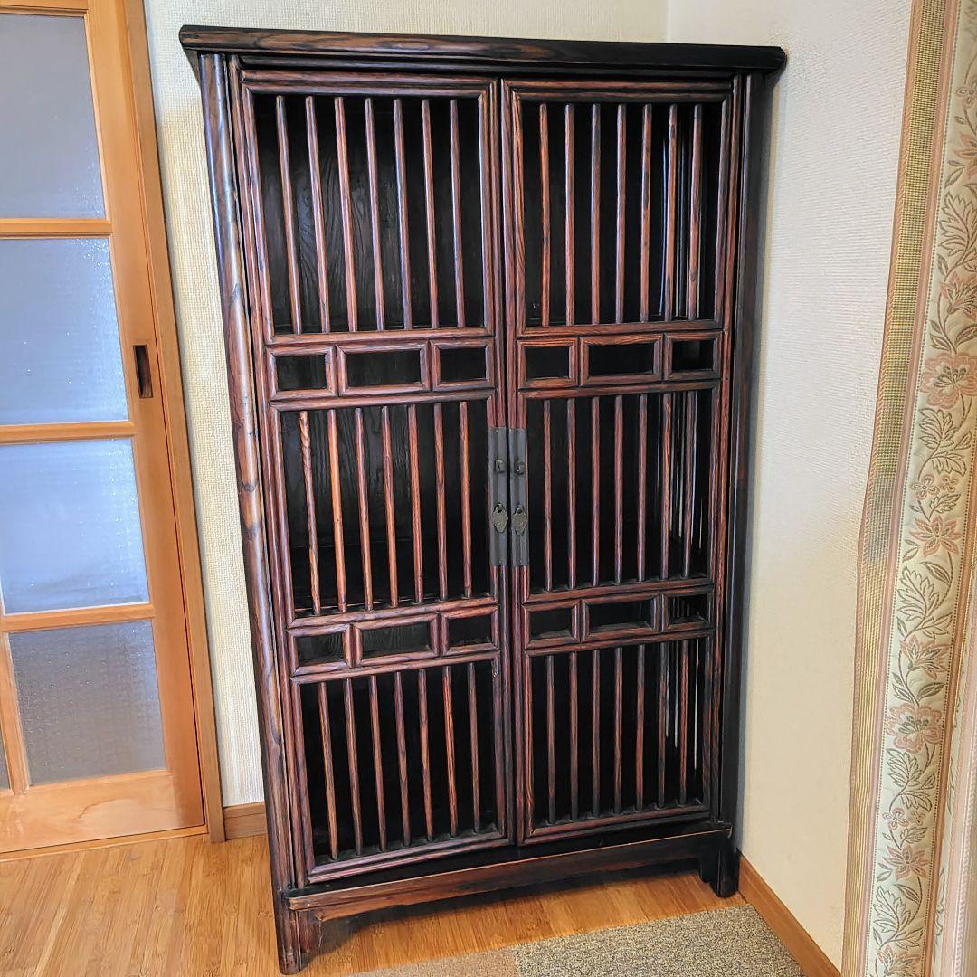 アンティーク調 木製収納キャビネット ダークブラウン