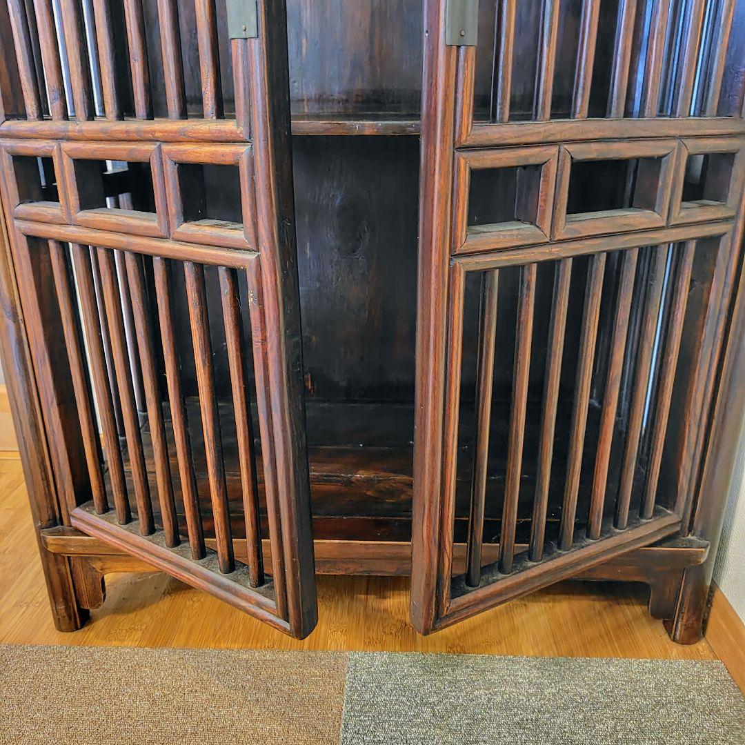 アンティーク調 木製収納キャビネット ダークブラウン