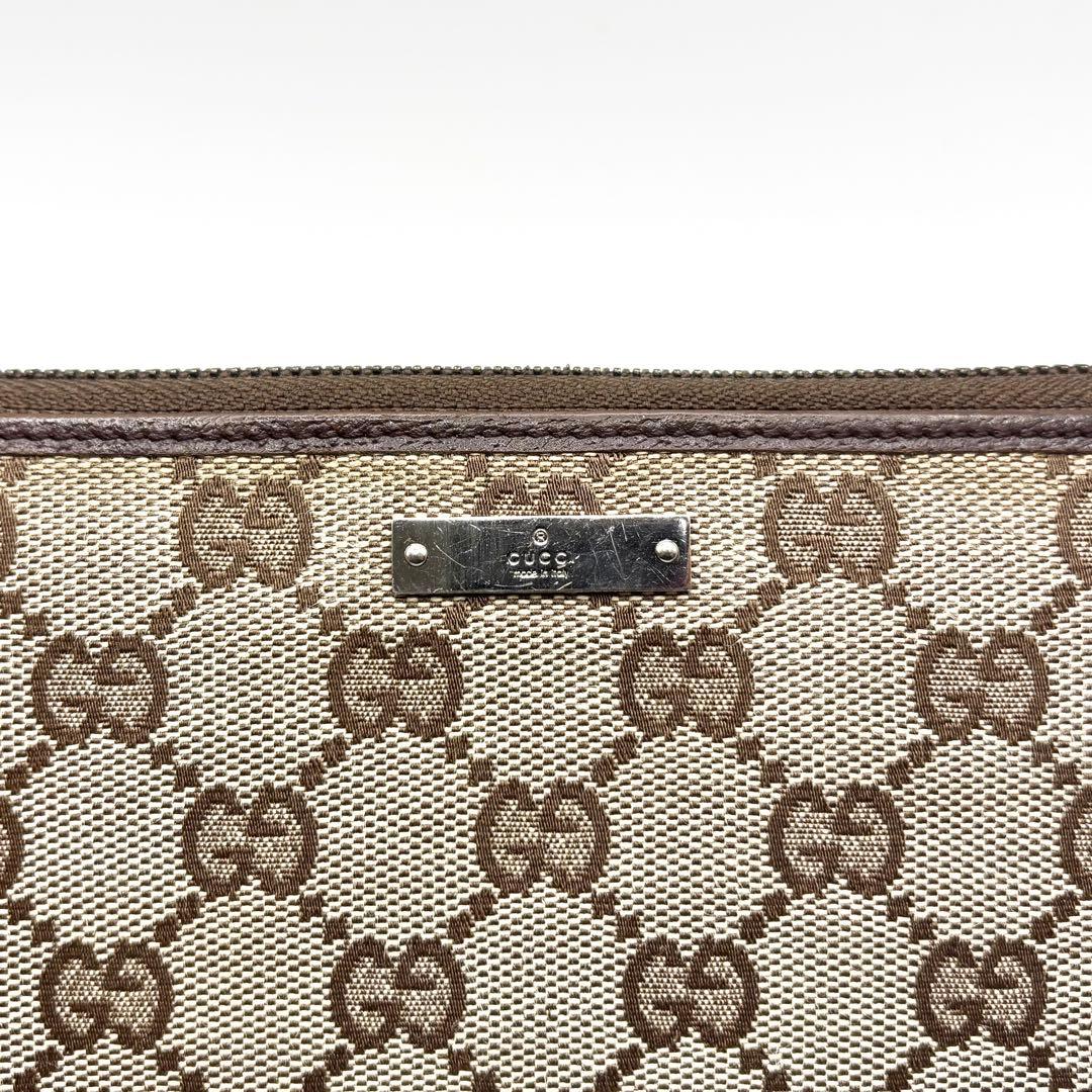 ✨美品✨GUCCI 長財布　GGキャンバス GG柄　ラウンドファスナー　ブラウン