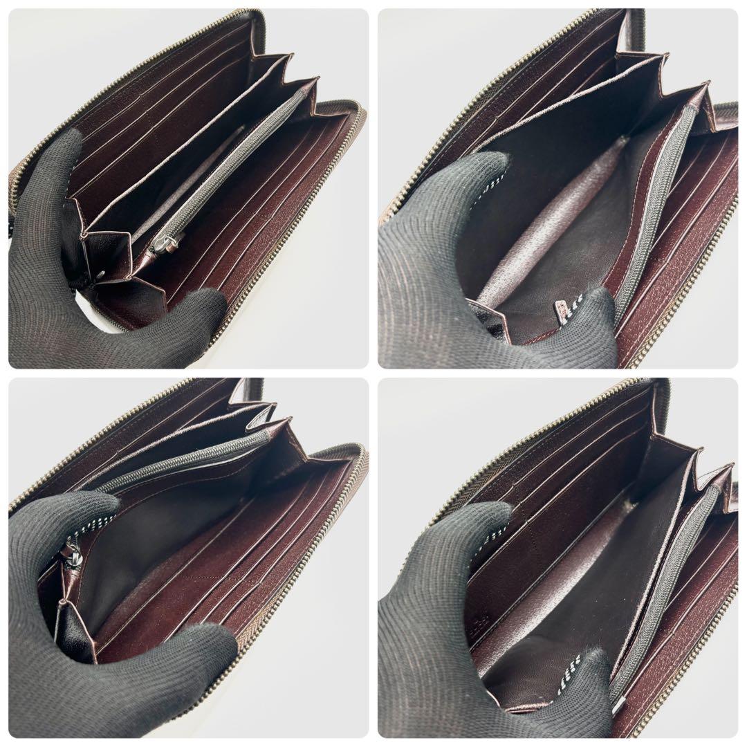 ✨美品✨GUCCI 長財布　GGキャンバス GG柄　ラウンドファスナー　ブラウン