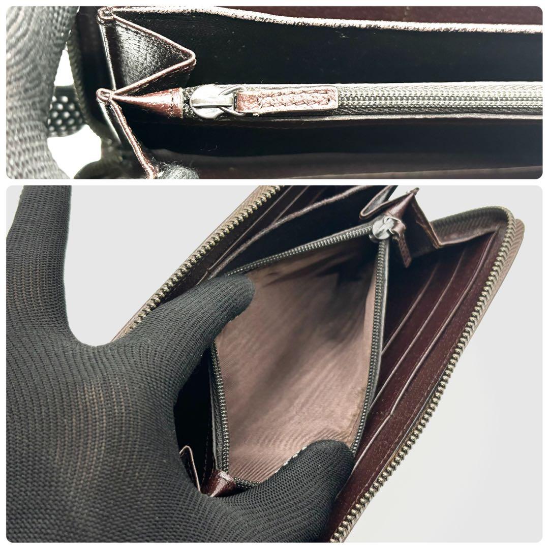 ✨美品✨GUCCI 長財布　GGキャンバス GG柄　ラウンドファスナー　ブラウン