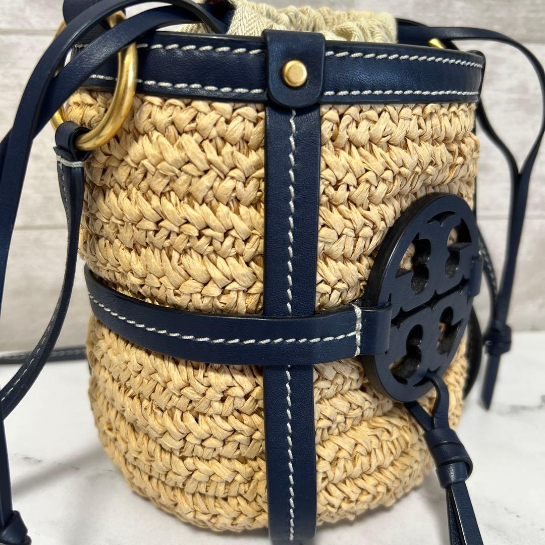 美品　トリーバーチ　Miller Straw Mini Bucket Bag