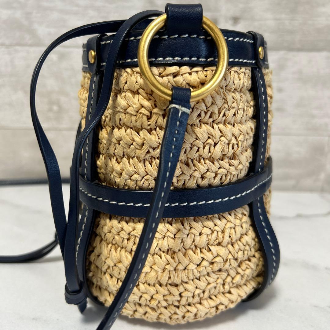 美品　トリーバーチ　Miller Straw Mini Bucket Bag