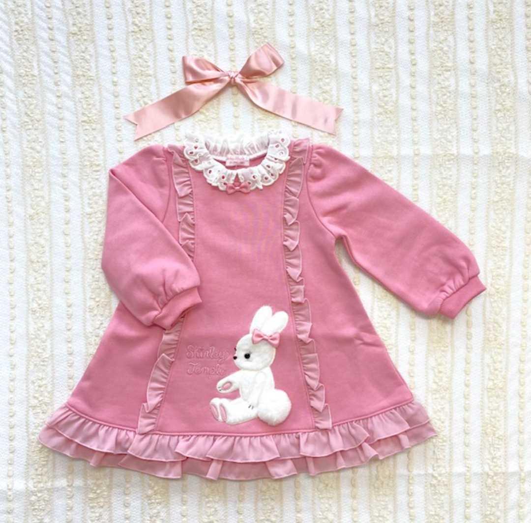 ♥シャーリーテンプル♥うさぎアップリケ♥裏起毛ワンピース♥110♥新品タグ♥