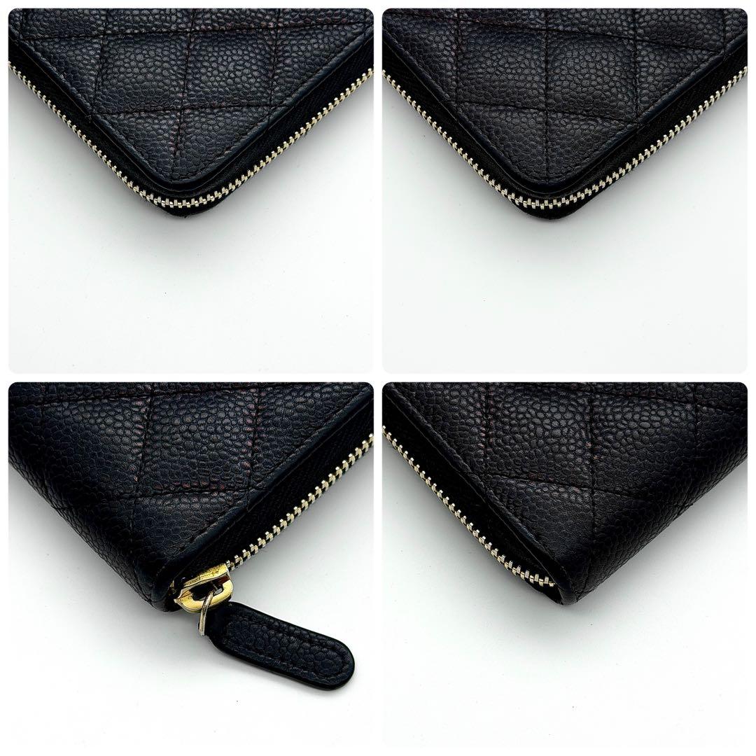 【未使用級】CHANEL シャネル マトラッセ キャビアスキン 長財布 黒