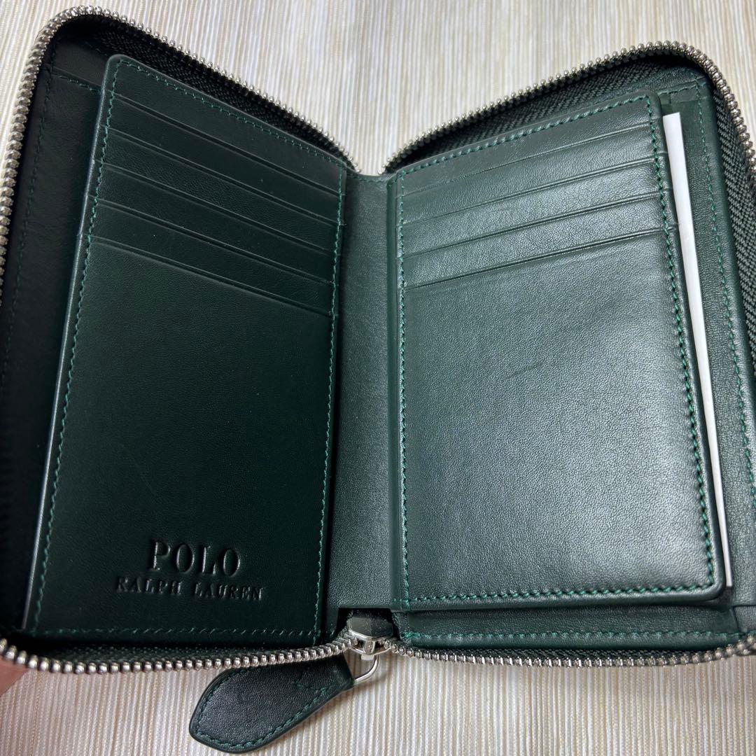 【新品】POLO RALPH LAUREN ポロラルフローレン、折財布、グリーン