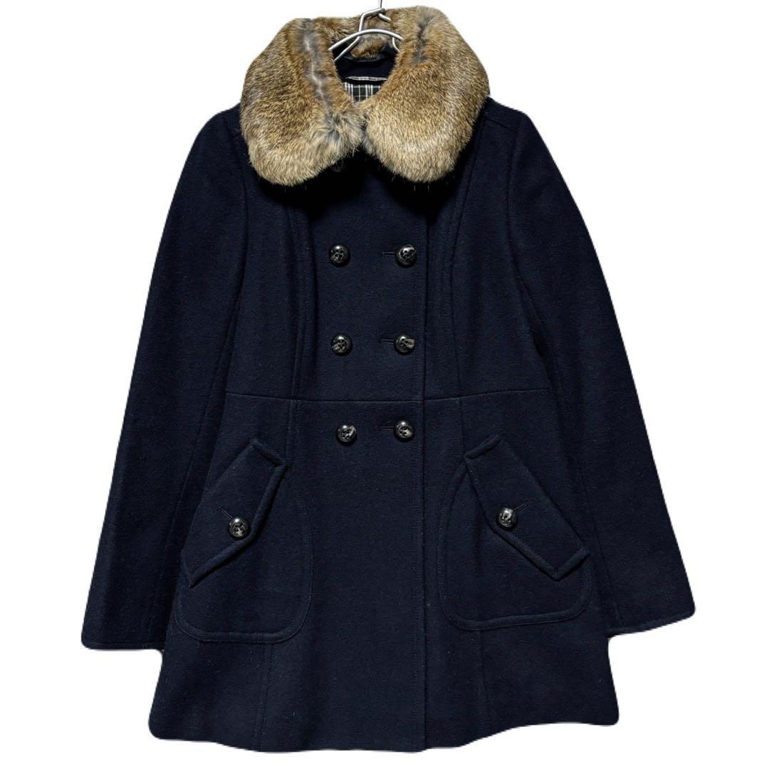 美品✨バーバリーブルーレーベル ラビットファー ダブル 2way コート 38