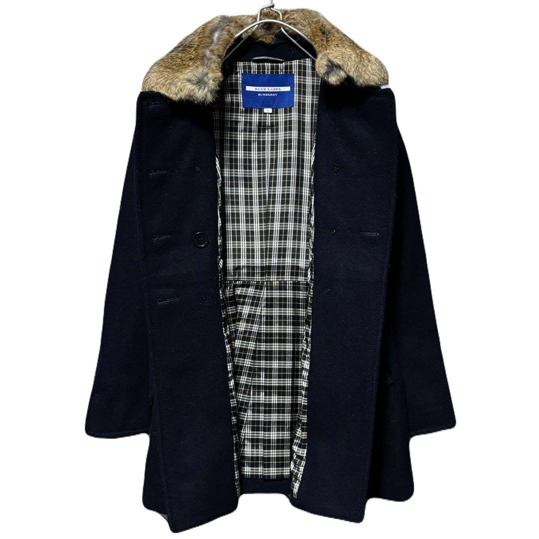 美品✨バーバリーブルーレーベル ラビットファー ダブル 2way コート 38