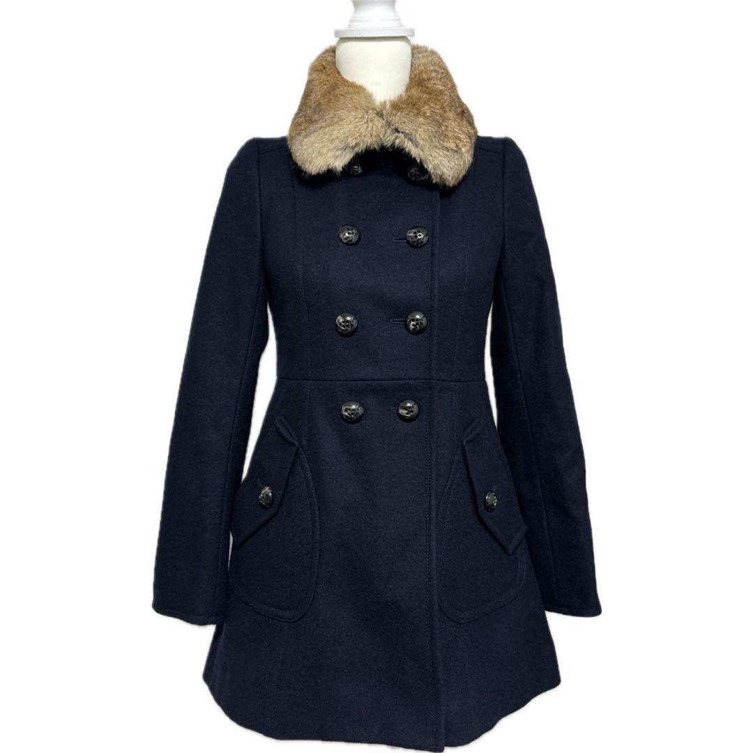 美品✨バーバリーブルーレーベル ラビットファー ダブル 2way コート 38