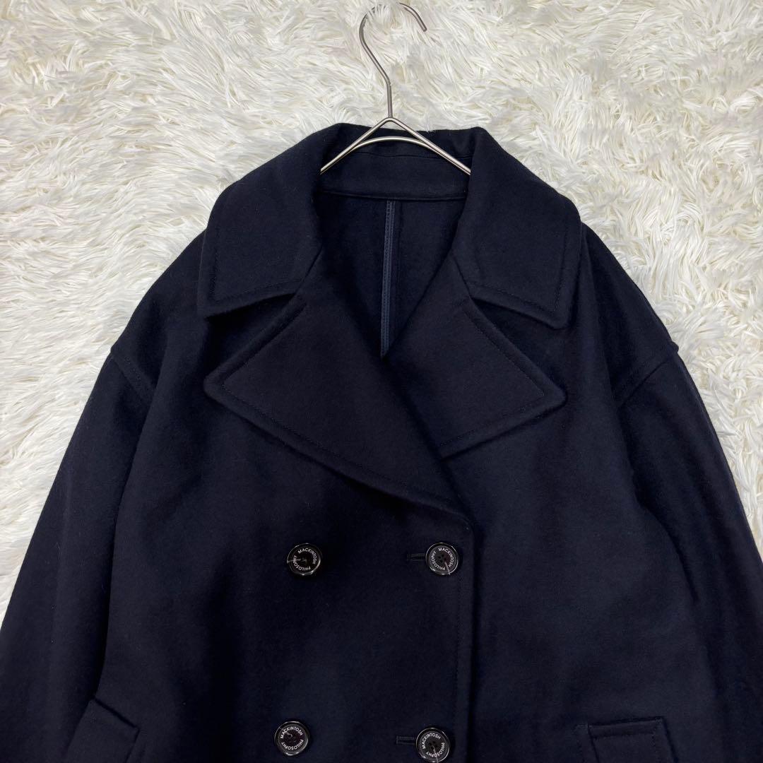 マッキントッシュ✨ショートダブルメルトンコート✨現行品刻印ボタン✨オーバーサイズ