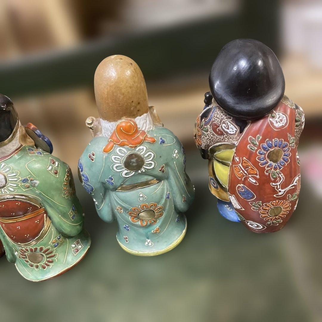 九谷焼七福神像 陶器置物 多色　古美術　骨董　アンティーク　石川県
