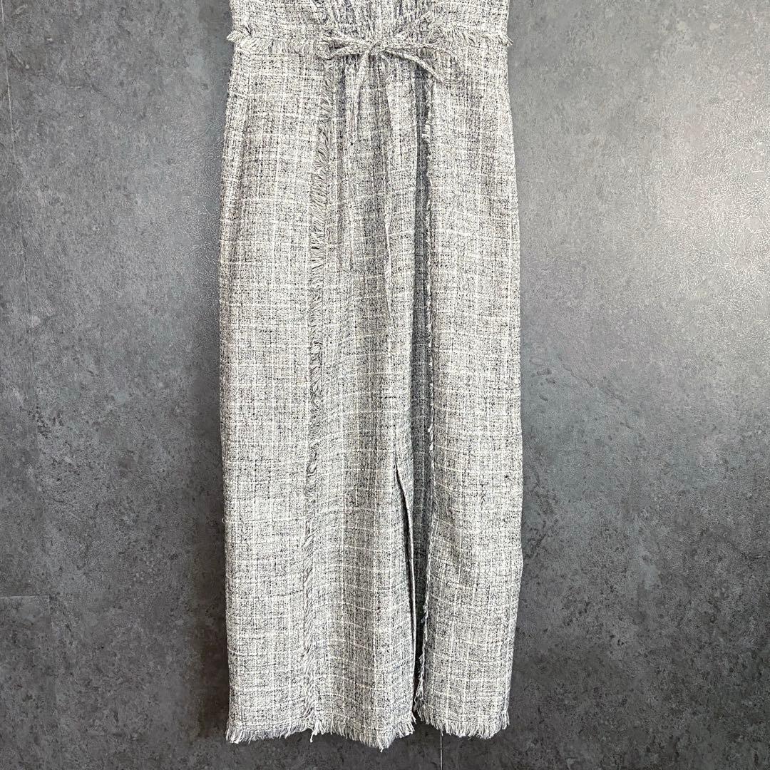 FRAY I.D フリンジデザインツイードポロワンピース ノースリーブ グレー