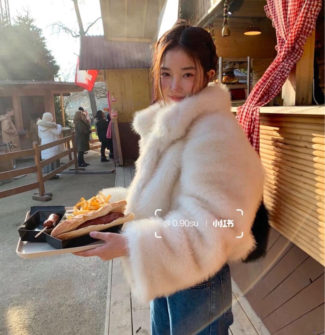 the Barnnetアイボリー 合成ファーコート ショート