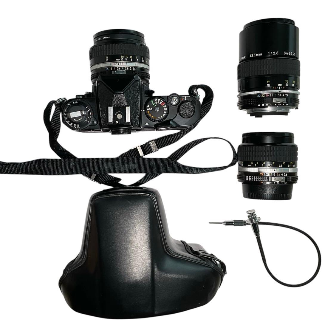 ニコン　NIKON FE　本体　ベルト　レンズｘ３　ケース　レリーズ　フィルター