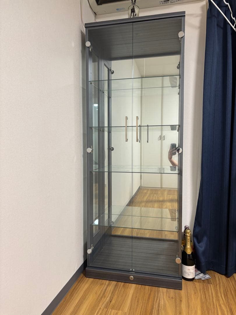 黒 ガラスケース 4段 ミラー付き