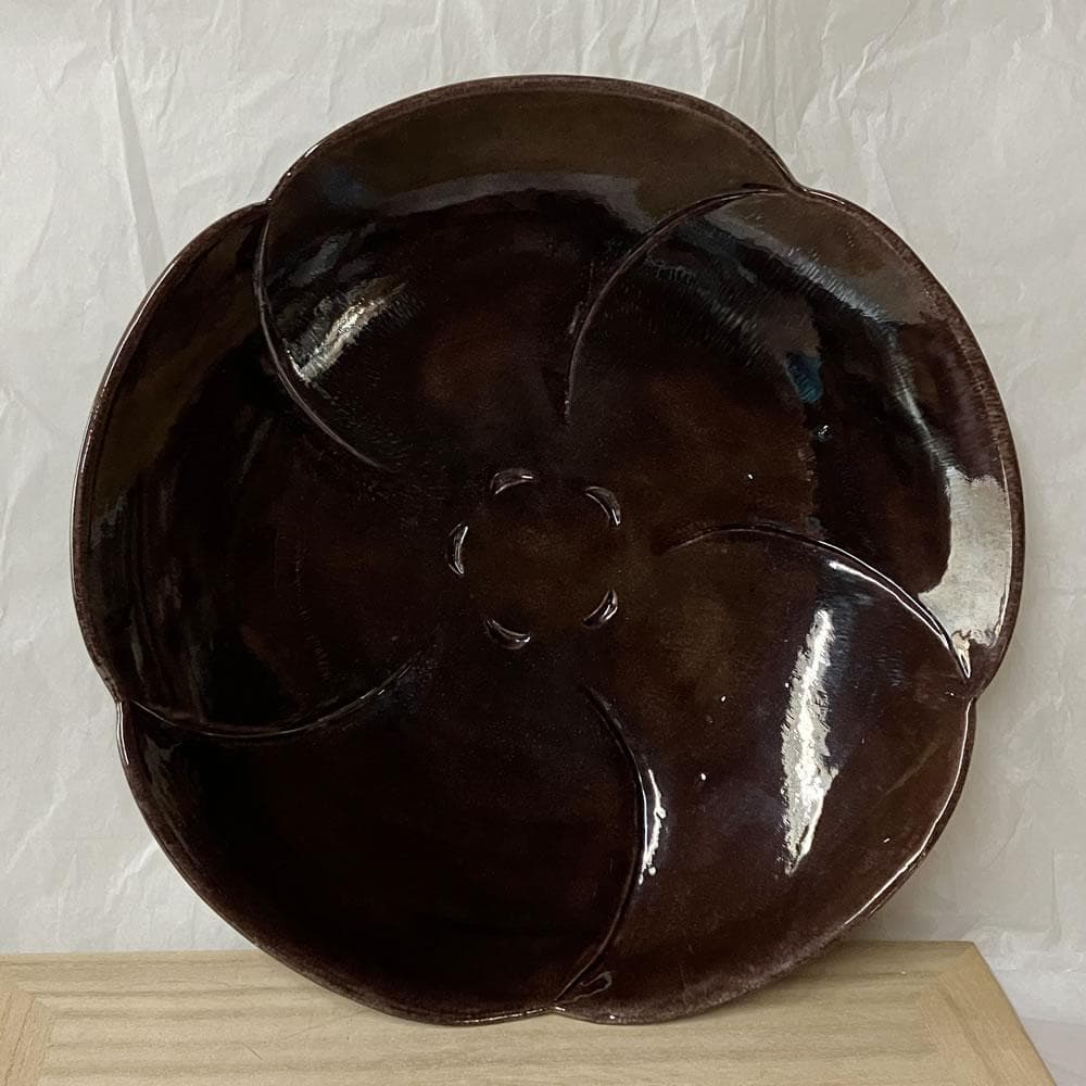 F1390 十四代 永楽善五郎 得全 紫交趾 菓子皿 妙全 識 永田宗伴 書付