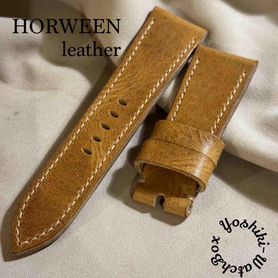 hor-218 HORWEENレザー ナチュラル 腕時計ベルト ラグ幅26mm