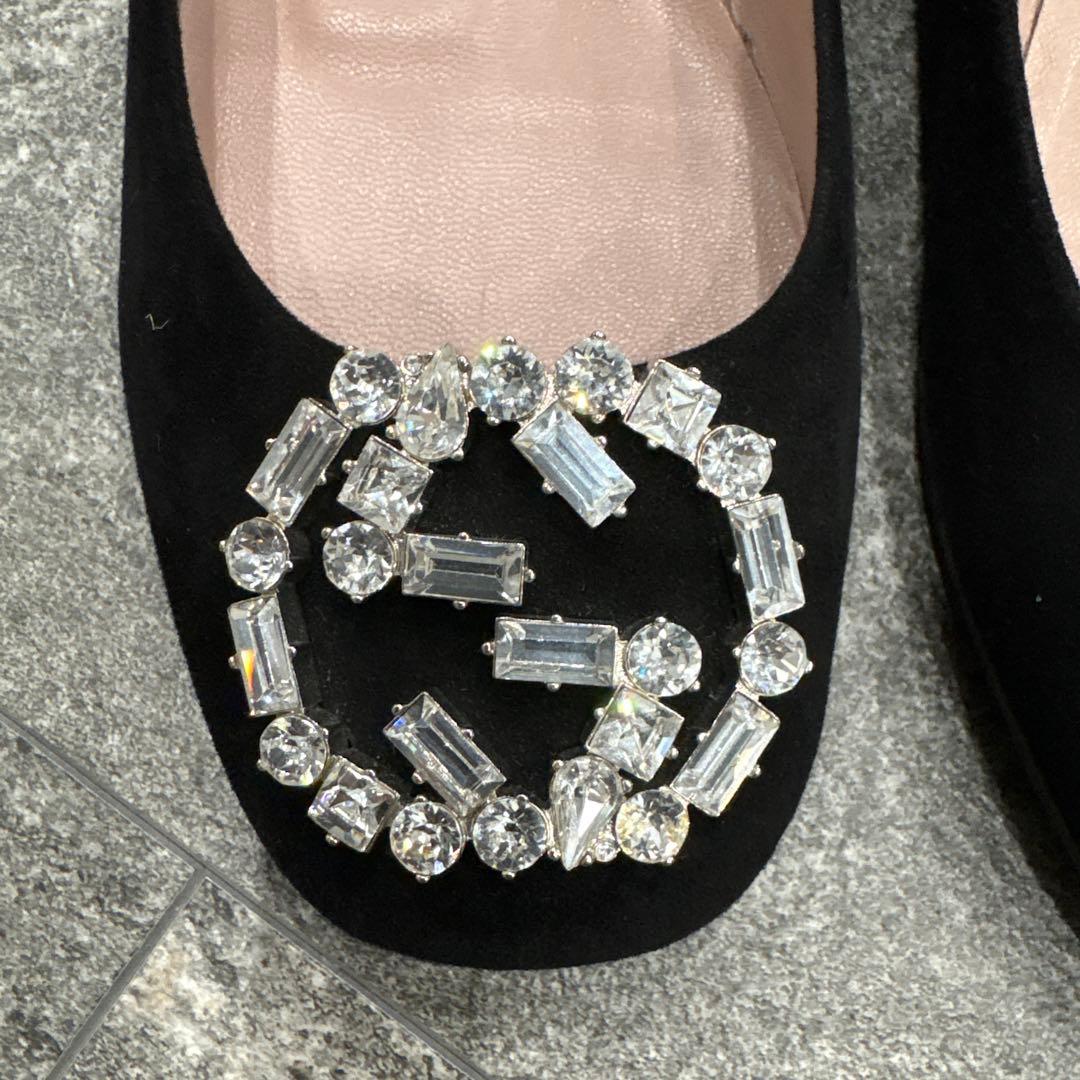 グッチ　パンプス　スエード ビジュー　2.5センチヒール　未使用品