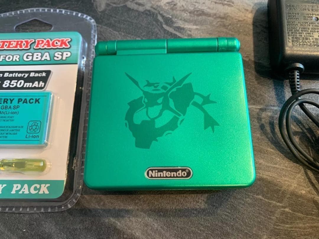 美品 シェル交換品 ゲームボーイアドバンスsp レックウザエディション