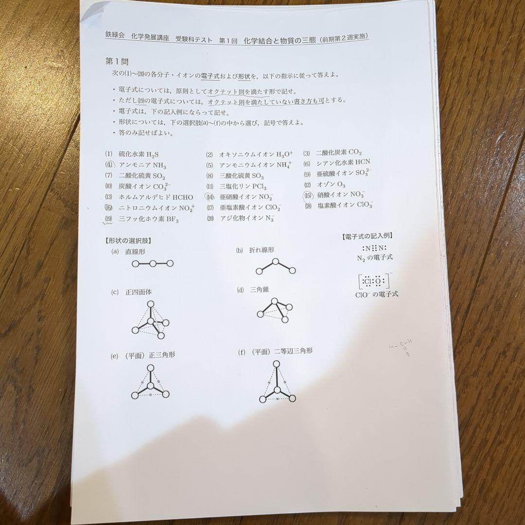 【最新版】鉄緑会 高3 化学　演習 授業冊子 プリント
