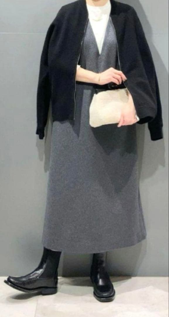 23AW セオリーリュクス Vネックウールワンピース ジャンパースカート40