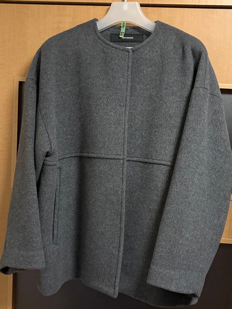 スーパー140ビーバーノーカラーショートコート（グレーA色サイズ36）