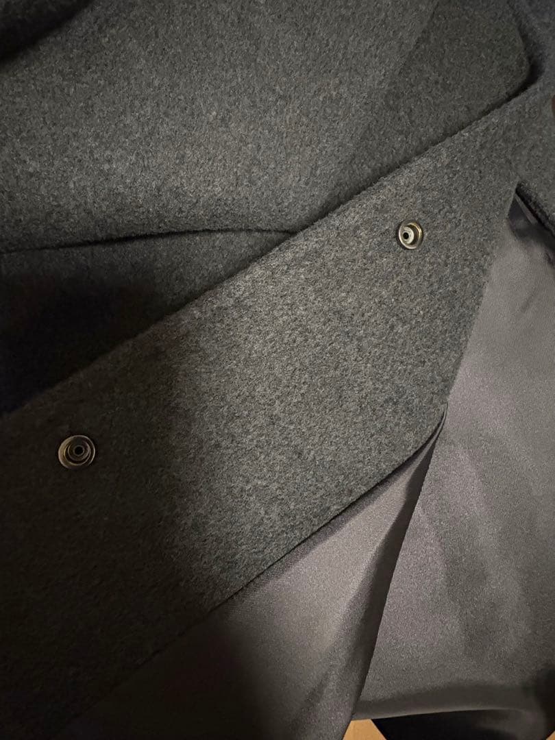 スーパー140ビーバーノーカラーショートコート（グレーA色サイズ36）