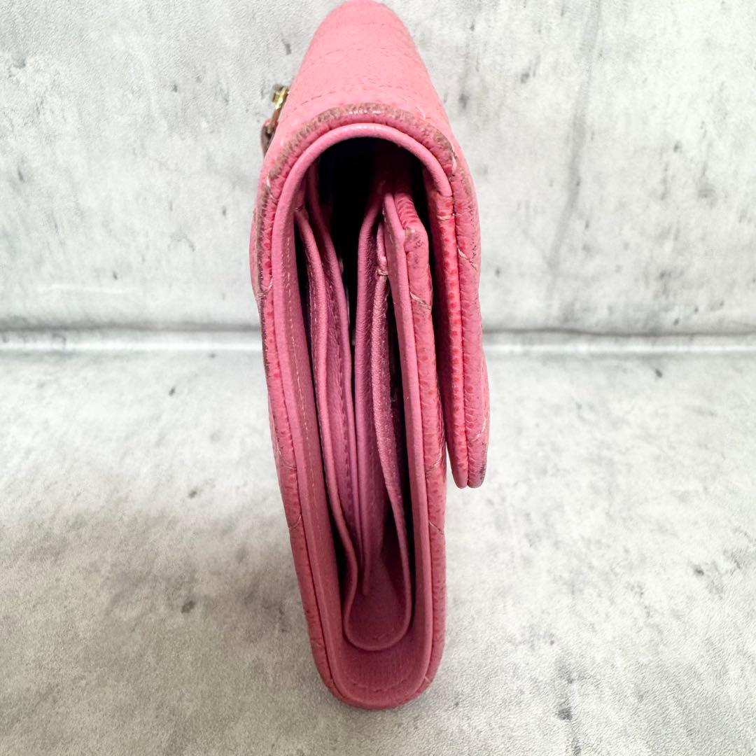 シャネル コンパクト財布 三つ折り財布 ココマーク マトラッセ キャビアスキン