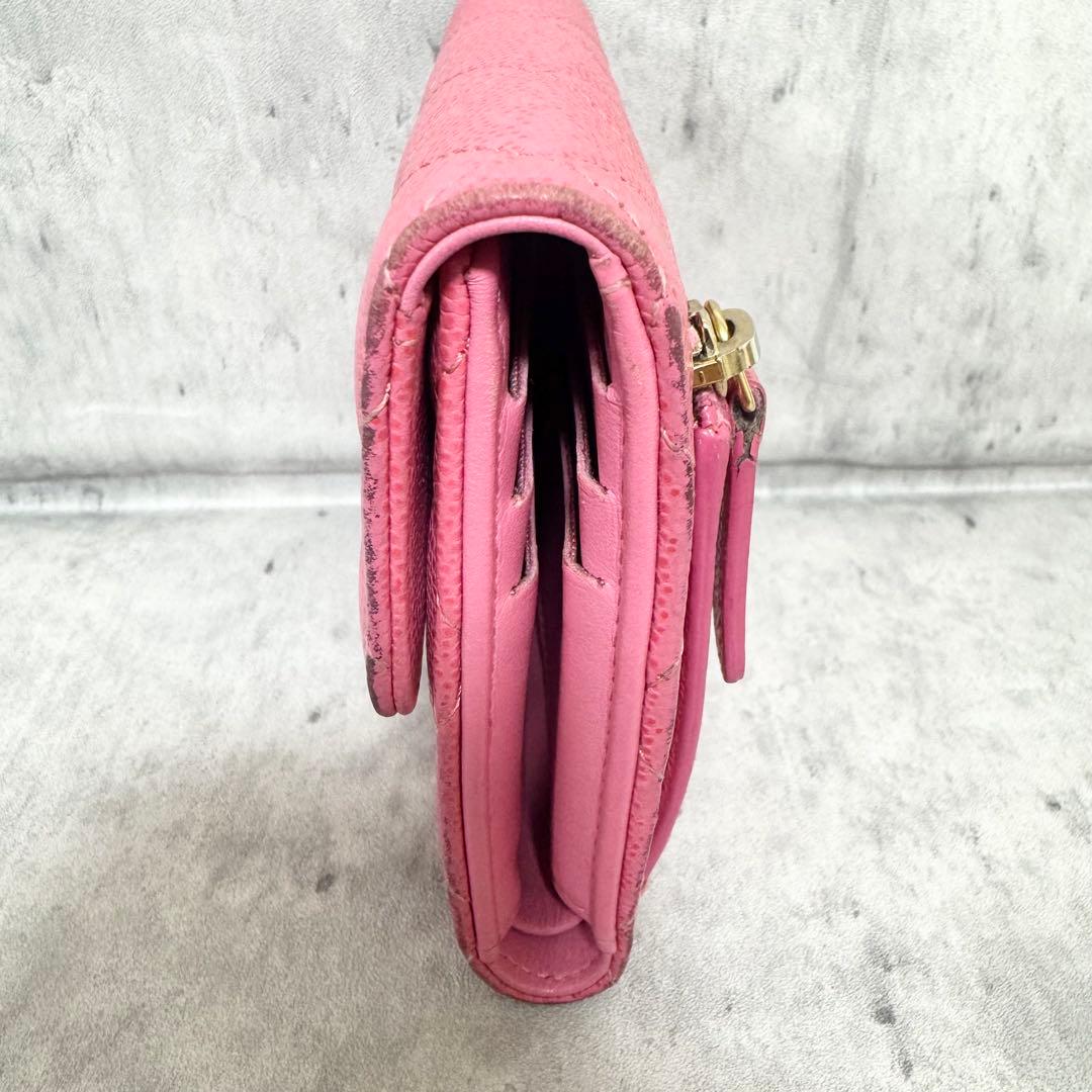 シャネル コンパクト財布 三つ折り財布 ココマーク マトラッセ キャビアスキン