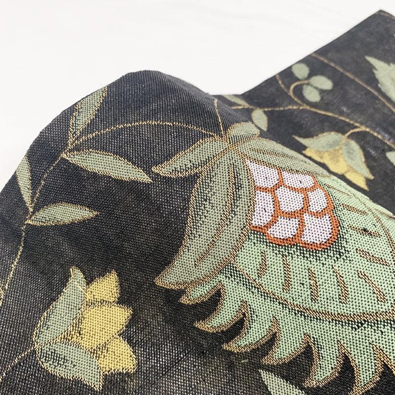 409my100◆勝山織物 植物文 袋帯 更紗 金銀糸◆美品