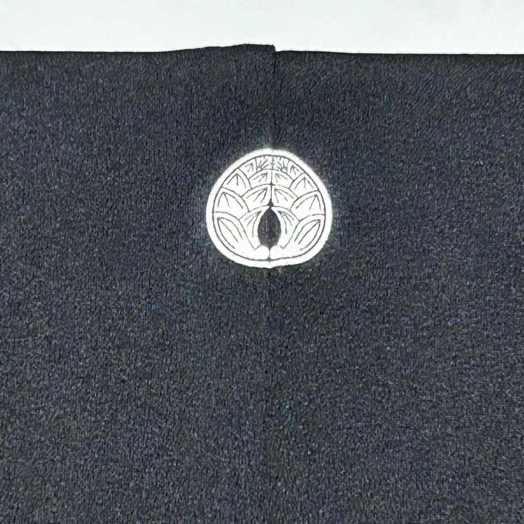 【656】辻が花•鶴 文様 金駒刺繍入り 黒留袖