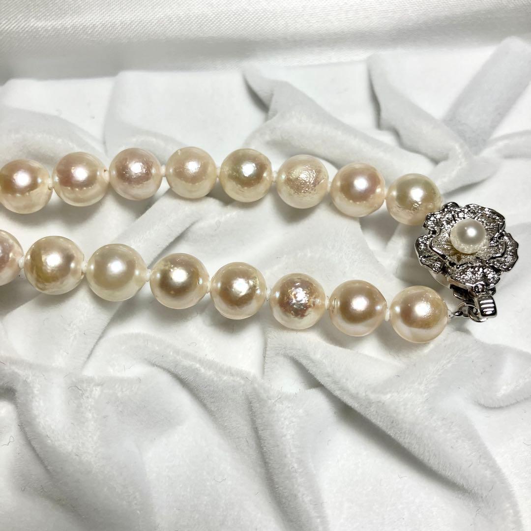 大粒✨ アコヤ真珠 パール ネックレス ナチュラル ホワイト 7.9-8.4mm