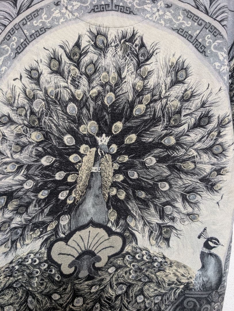 DOLCE&GABBANA　ドルガバ　孔雀デザイン ポロシャツ モノトーン