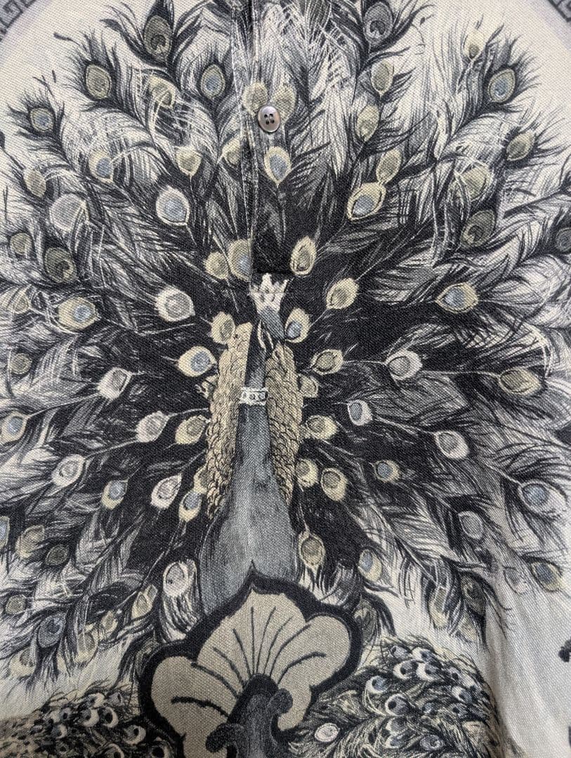 DOLCE&GABBANA　ドルガバ　孔雀デザイン ポロシャツ モノトーン