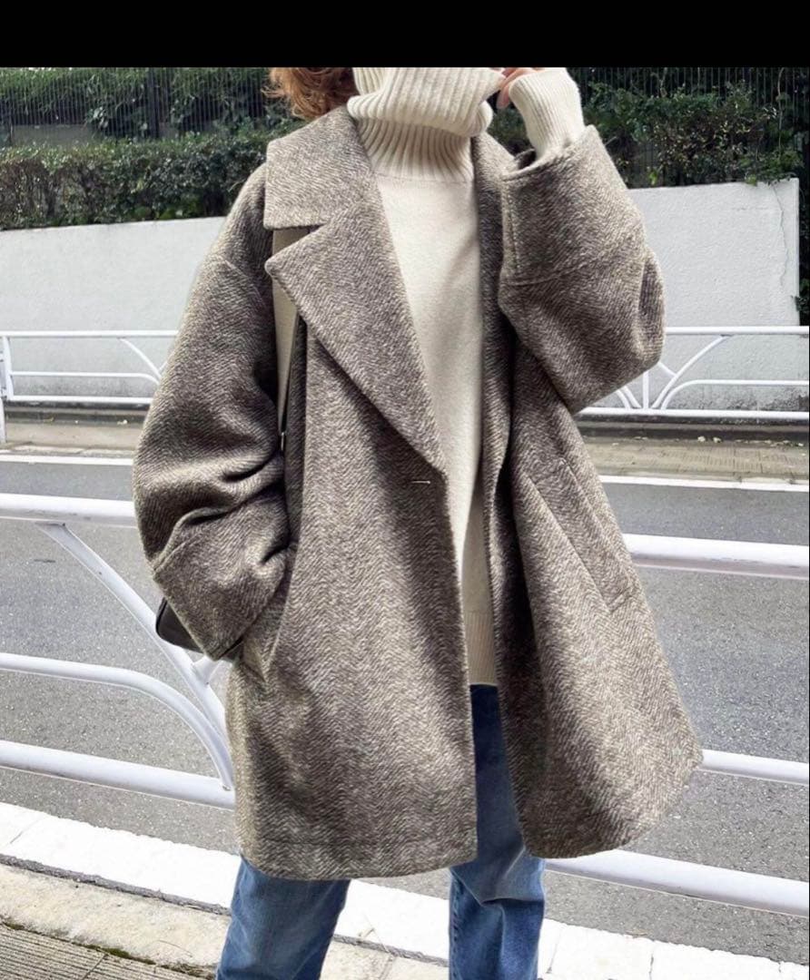 スピック＆スパン　Wスライバーヘリンボーンミドルコート