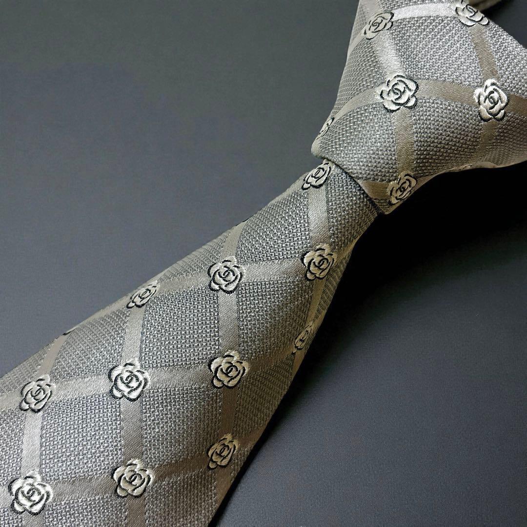 CHANEL ココマーク&カメリア シルク ネクタイ 最高級 ハイブランド