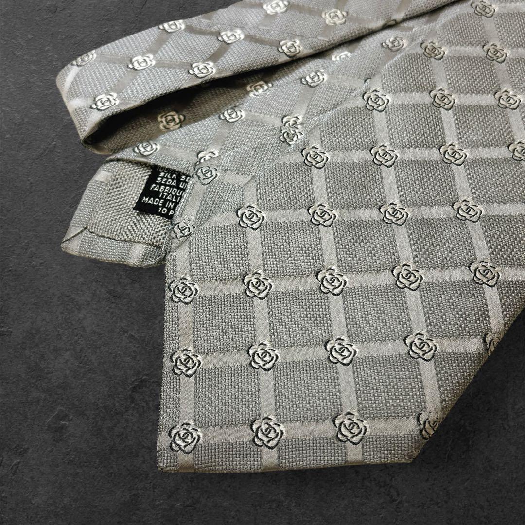 CHANEL ココマーク&カメリア シルク ネクタイ 最高級 ハイブランド