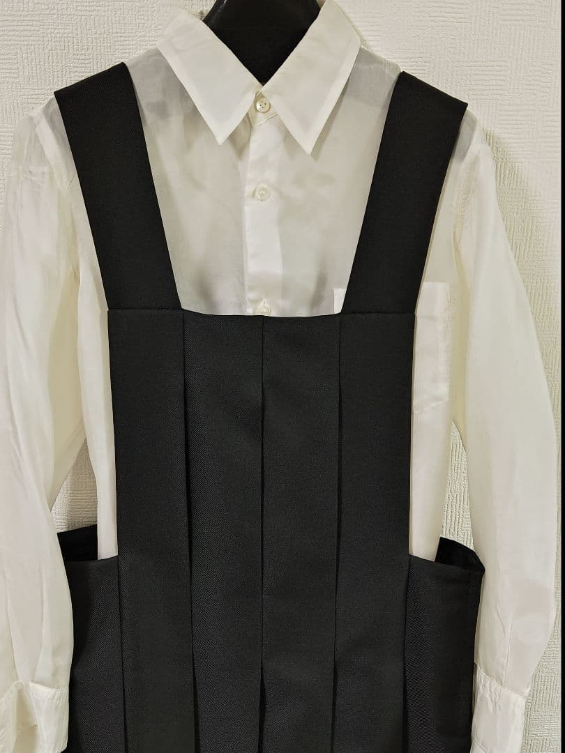 ブラック プリーツ サロペット