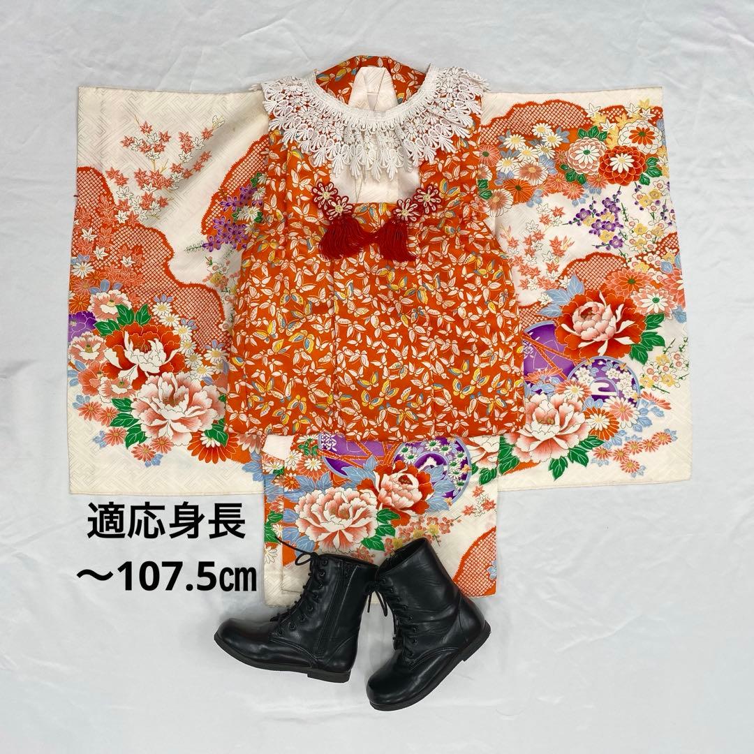 507agu32,507agu8,白薔薇被布◎七五三 三歳 女の子 着物&被布◎