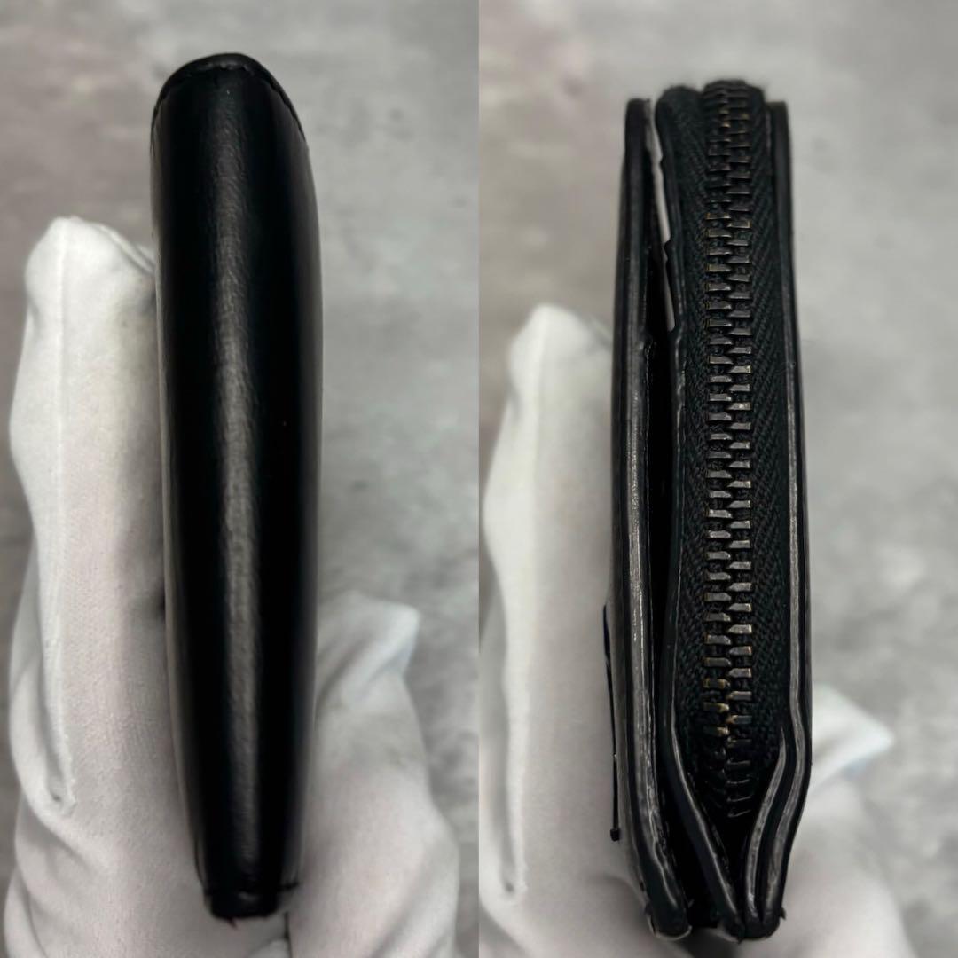 極美品✨サンローラン 二つ折り財布 ラウンドジップ カサンドラ ブラックロゴ 黒