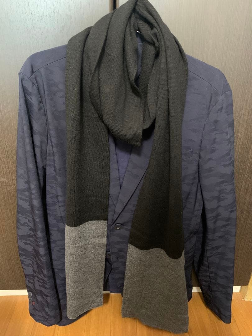 DIOR HOMME ロングマフラー 黒×グレー