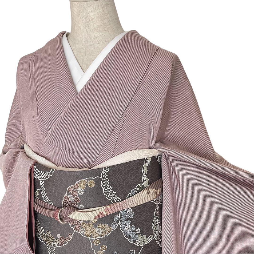 ねここねこねこ様リクエストしつけ付き 万筋江戸小紋正絹着物帯セットと唐織袋帯