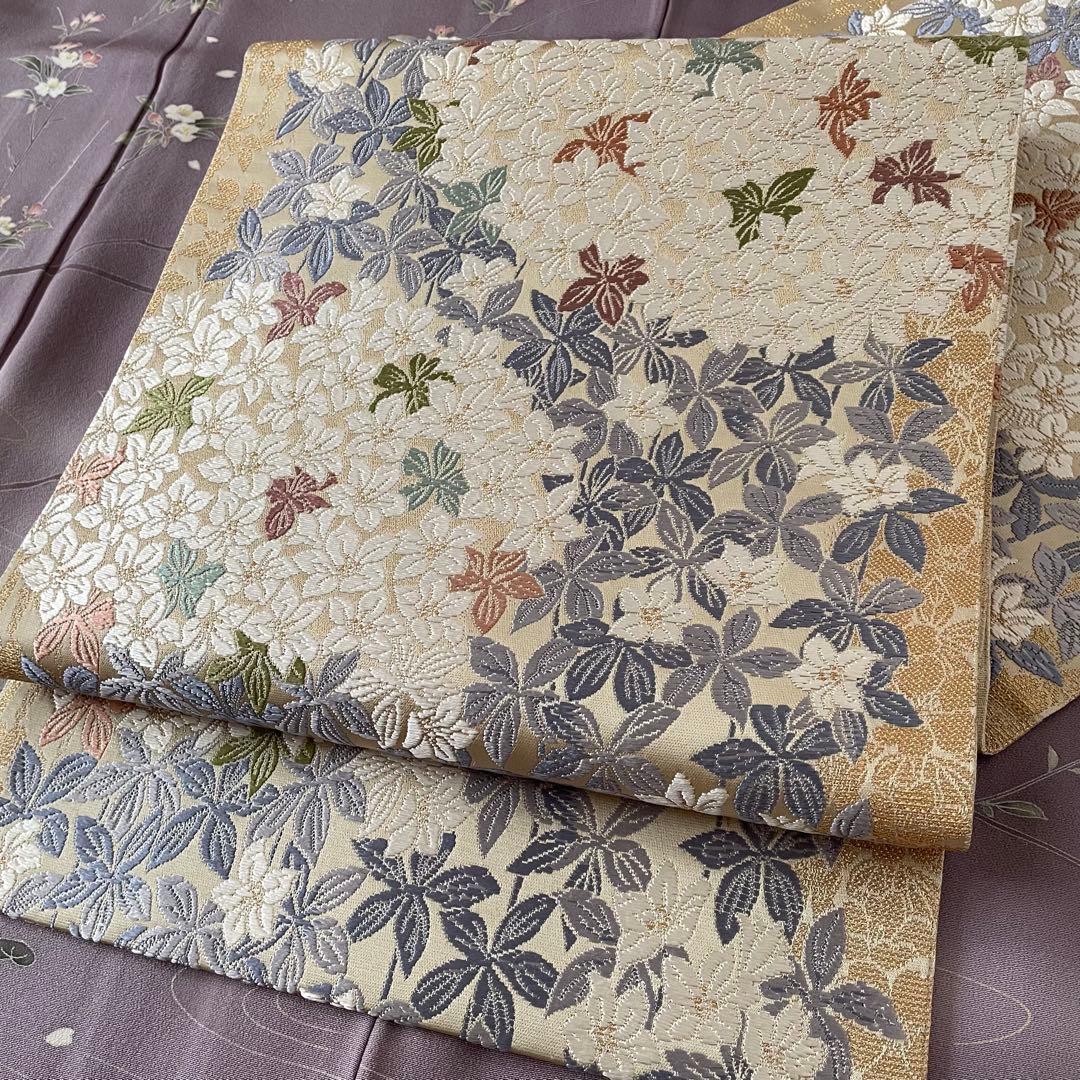 ねここねこねこ様リクエストしつけ付き 万筋江戸小紋正絹着物帯セットと唐織袋帯