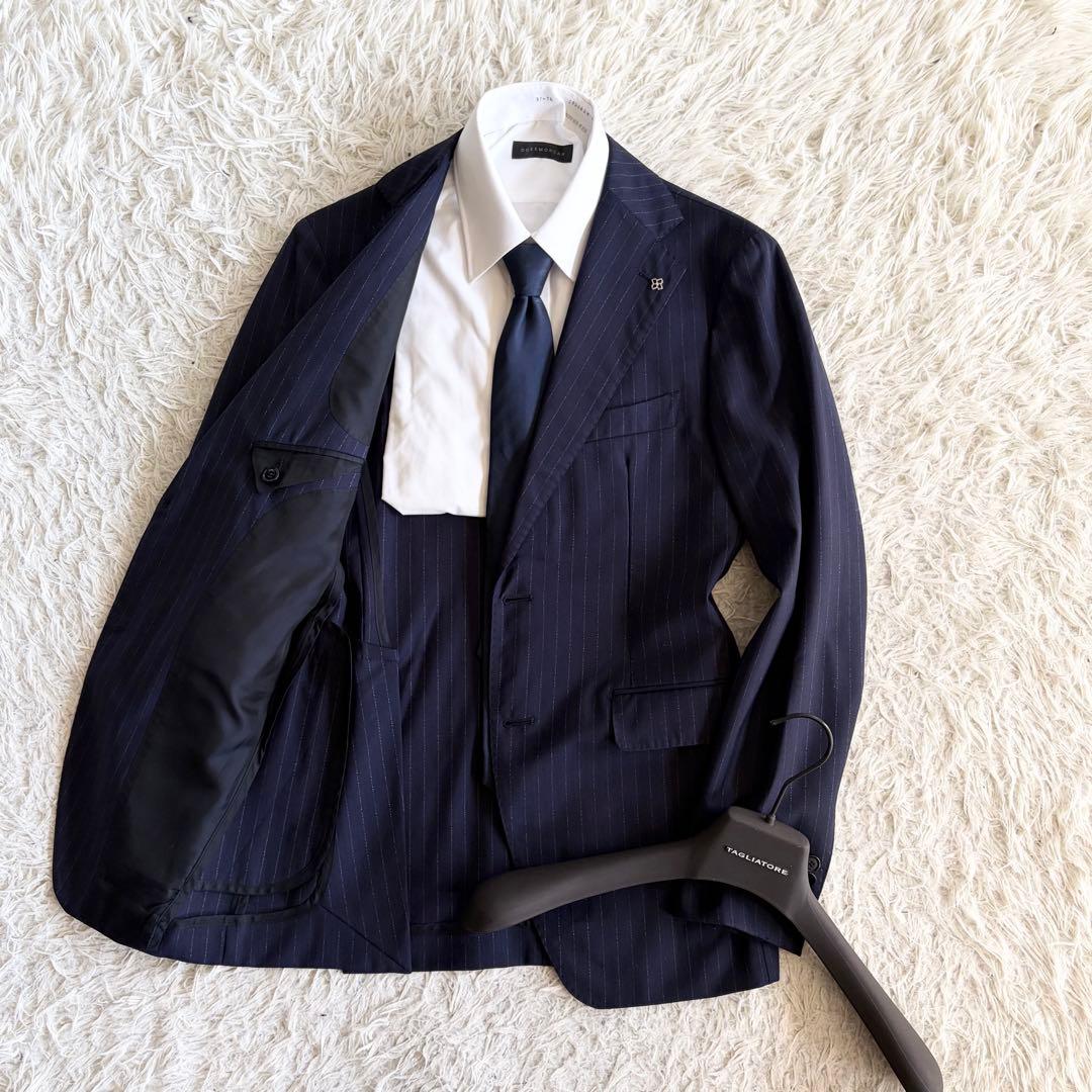 <美品>TAGLIATORE VESVIO ネイビー ウール ジャケット 42