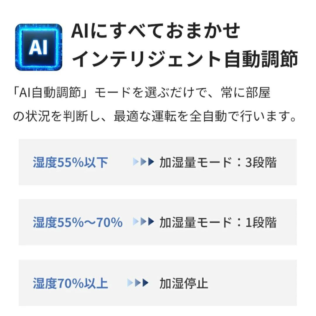 新品⭐気化式加湿器 4重除菌 大容量 AI自動制御 プラズマ搭載 5段階調整
