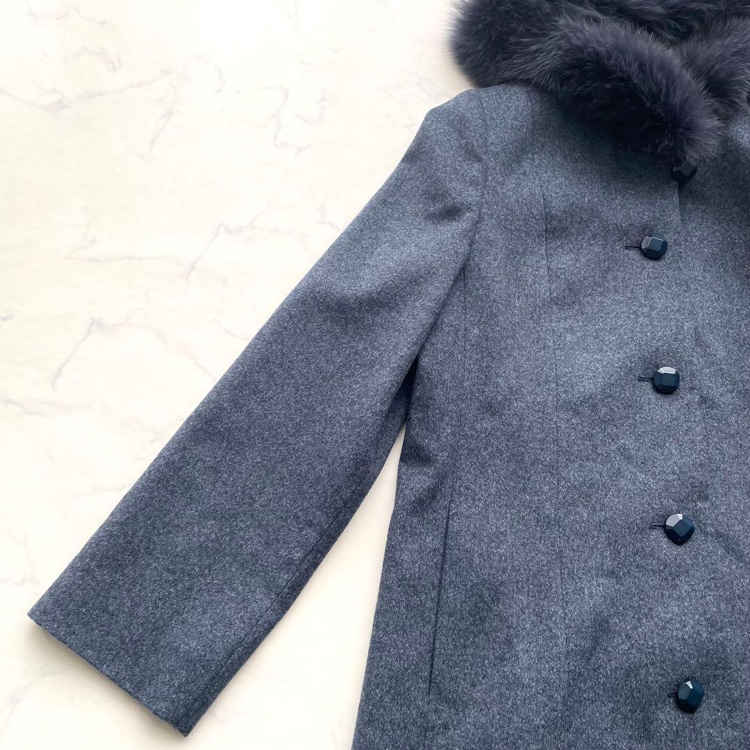 未使用級　レリアン　カシミヤ100% フォックスファー　フーデットコート　9号