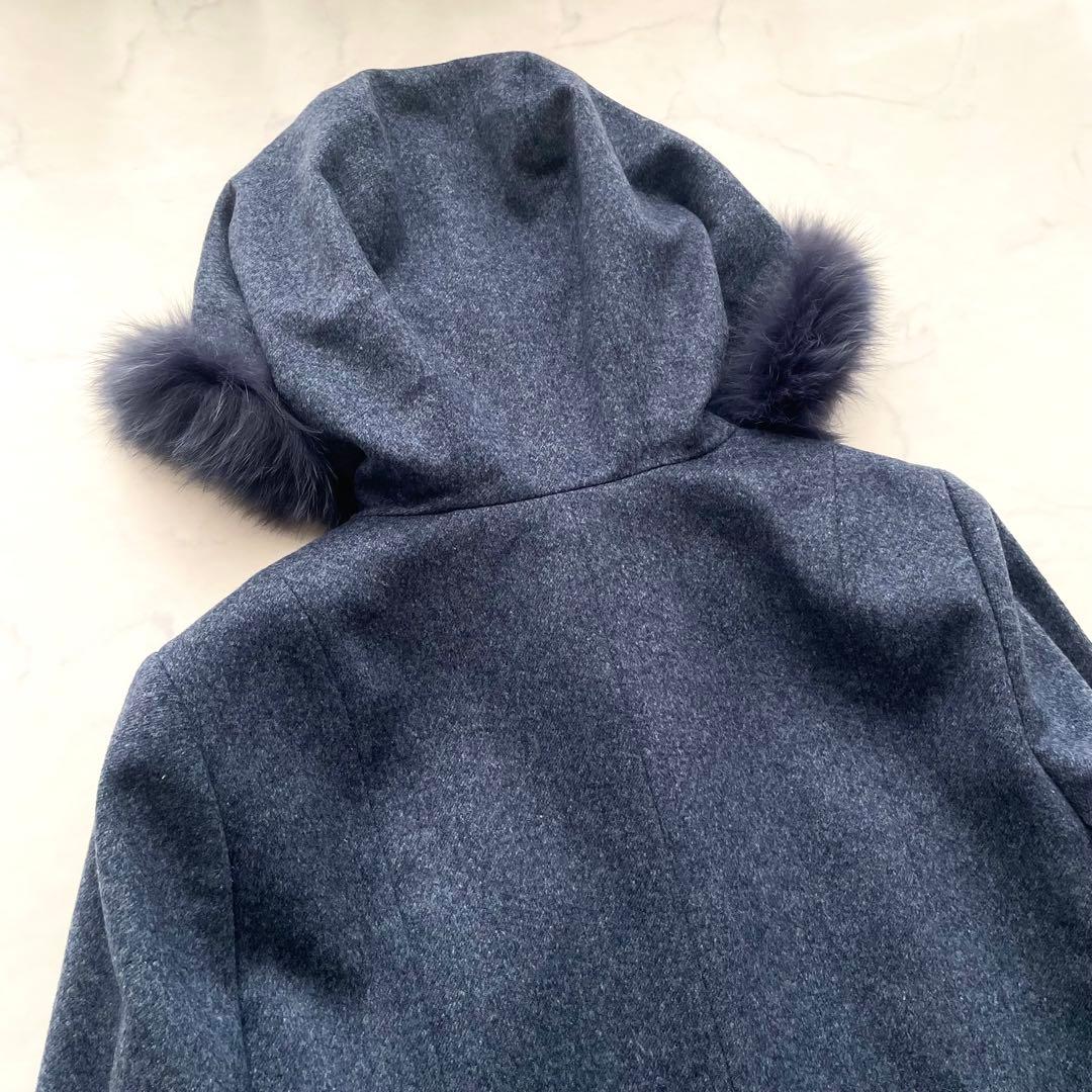 未使用級　レリアン　カシミヤ100% フォックスファー　フーデットコート　9号