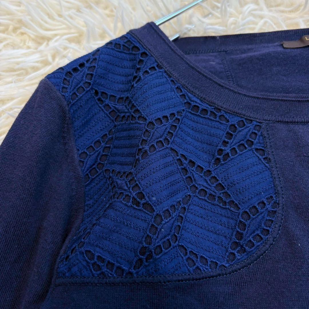 y8484 良品✨ルイヴィトン イタリア製 ロング丈長袖カットソー 濃紺 綺麗め