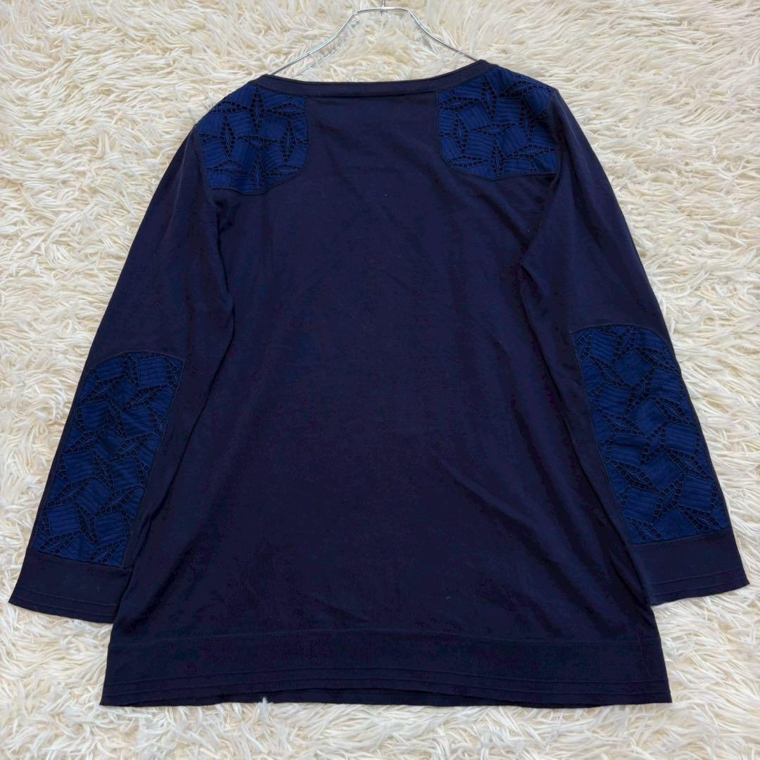y8484 良品✨ルイヴィトン イタリア製 ロング丈長袖カットソー 濃紺 綺麗め